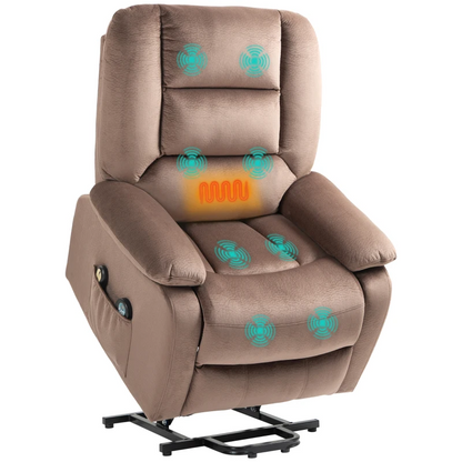 Electric Riser and Recliner Chair with Vibration Massage, Heat, Side Pocket, Brown | HOMCOM