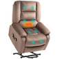 Electric Riser and Recliner Chair with Vibration Massage, Heat, Side Pocket, Brown | HOMCOM