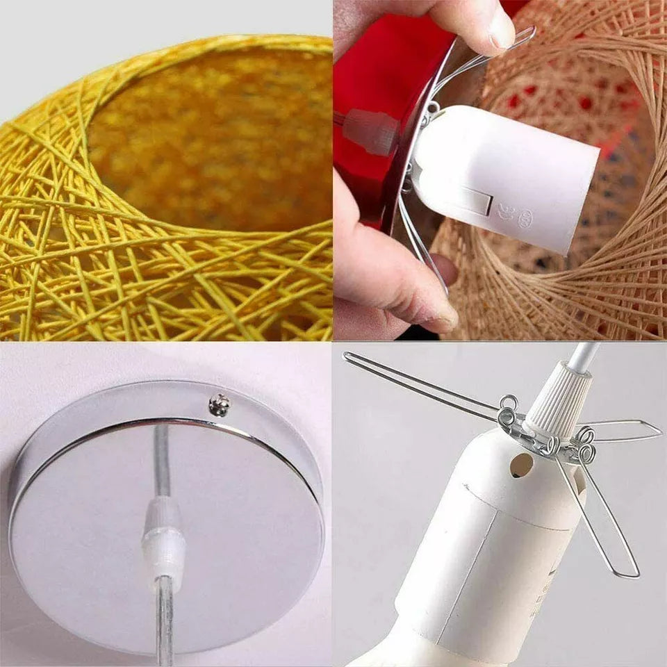 Yellow Modern Lattice Wicker Rattan Globe Ball Style Ceiling Pendant Light Lampshade~3642