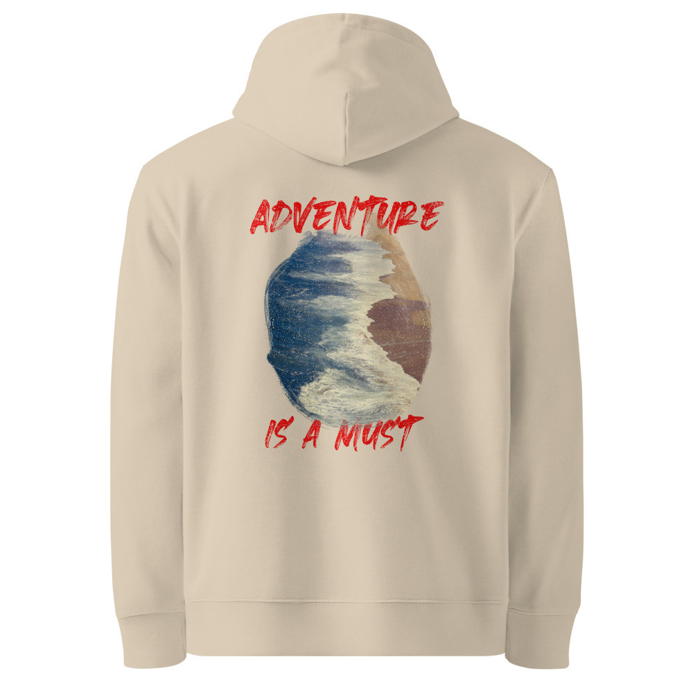 Adventure Is A Must Organic Cotton Hoodie - Coastal Wave Design