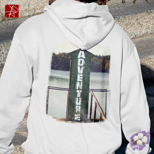 Adventure Lake Organic Cotton Hoodie - Vintage Lakeside Design