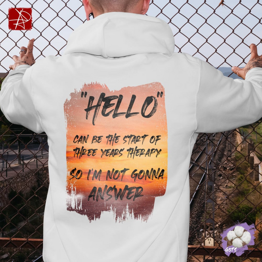 Hello Organic Cotton Hoodie - Sunset Therapy Design