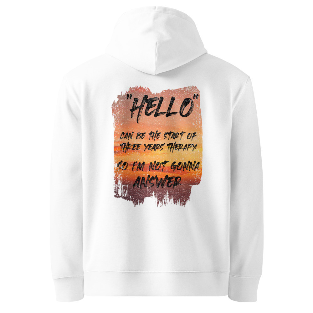 Hello Organic Cotton Hoodie - Sunset Therapy Design