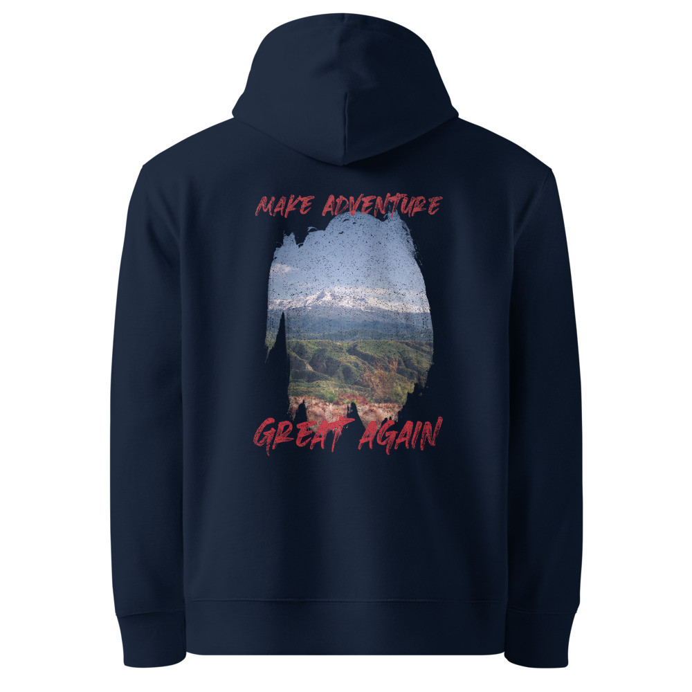 Make Adventure Great Again Organic Cotton Hoodie - Mountain Landscape Design