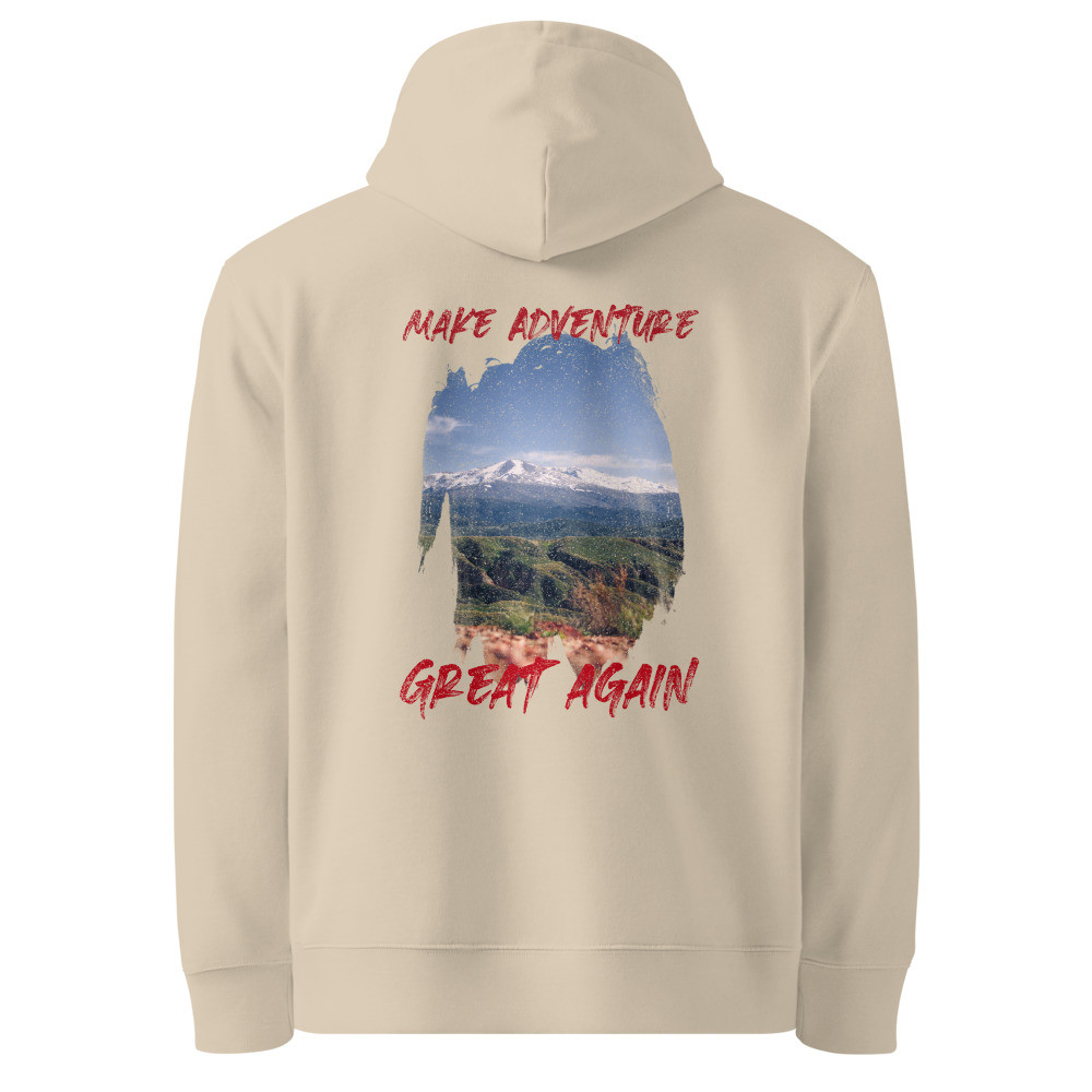 Make Adventure Great Again Organic Cotton Hoodie - Mountain Landscape Design