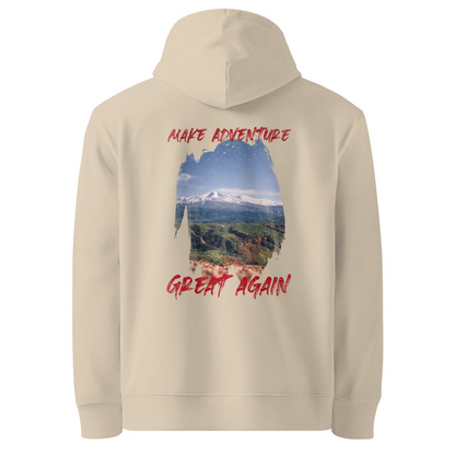 Make Adventure Great Again Organic Cotton Hoodie - Mountain Landscape Design
