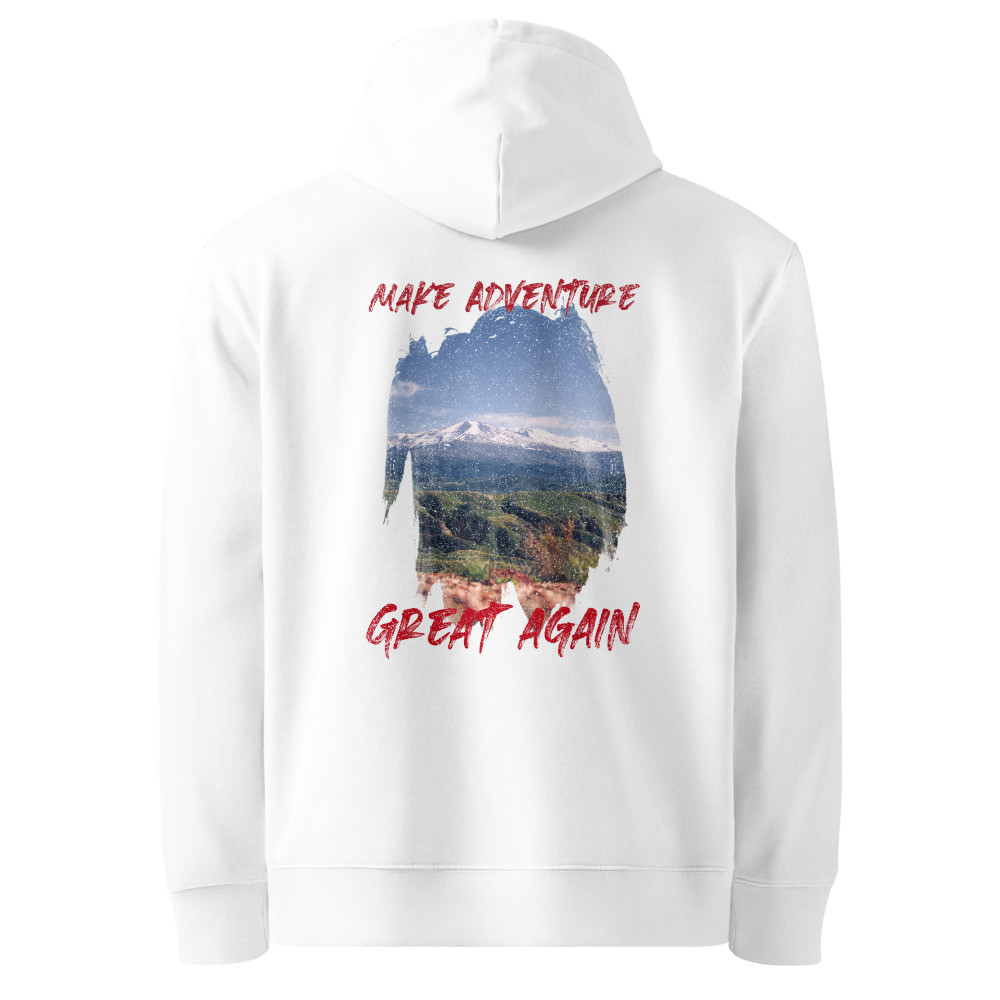 Make Adventure Great Again Organic Cotton Hoodie - Mountain Landscape Design
