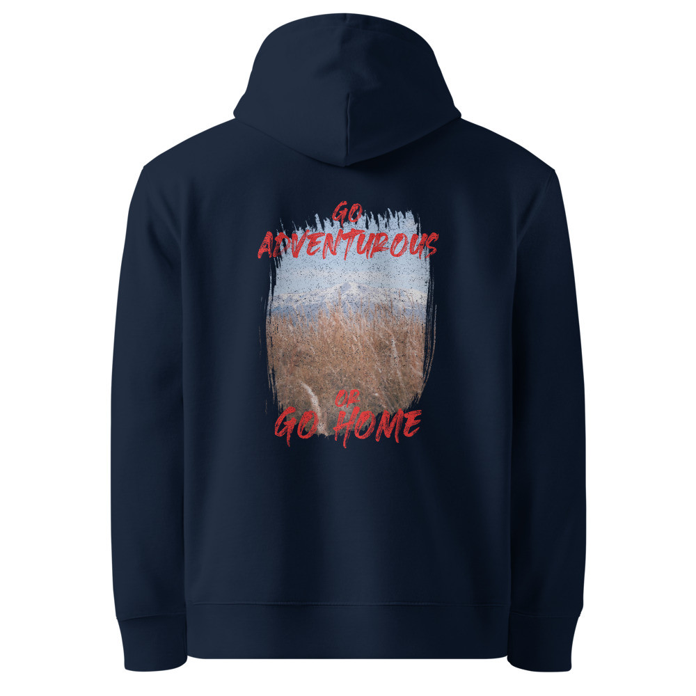Go Adventurous or Go Home Organic Cotton Hoodie - Mountain Design