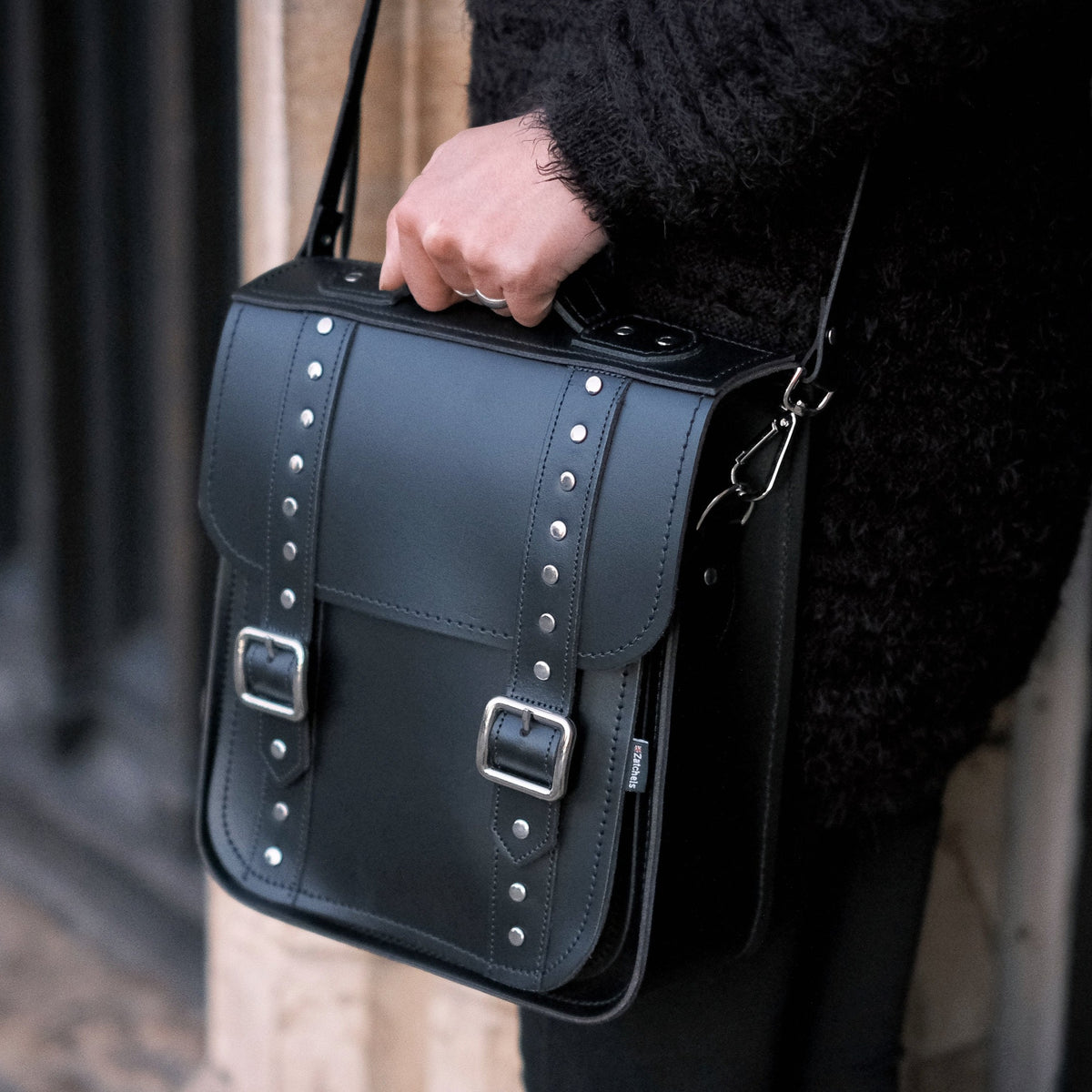 Handmade Leather Black Gothic Studded City Backpack