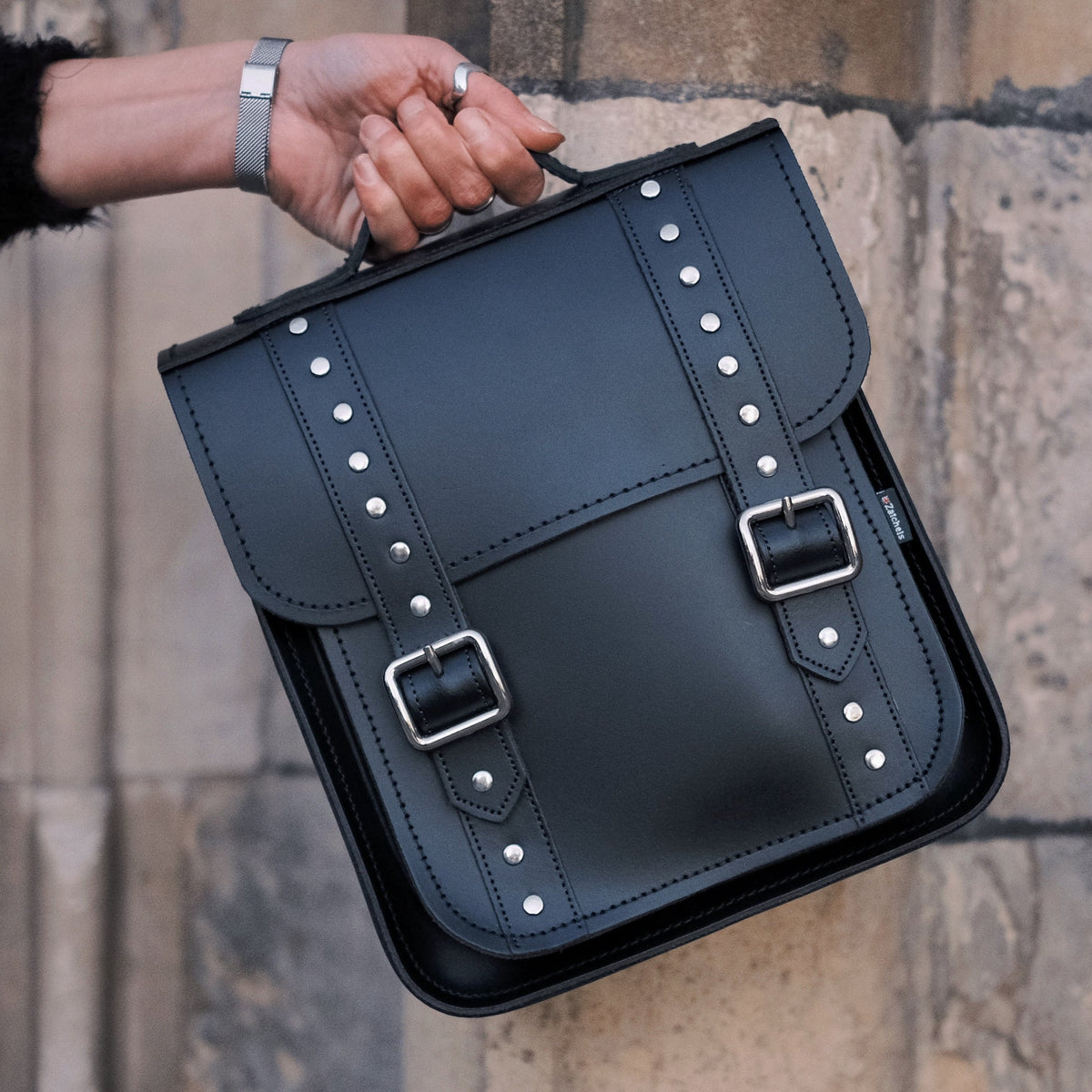 Handmade Leather Black Gothic Studded City Backpack