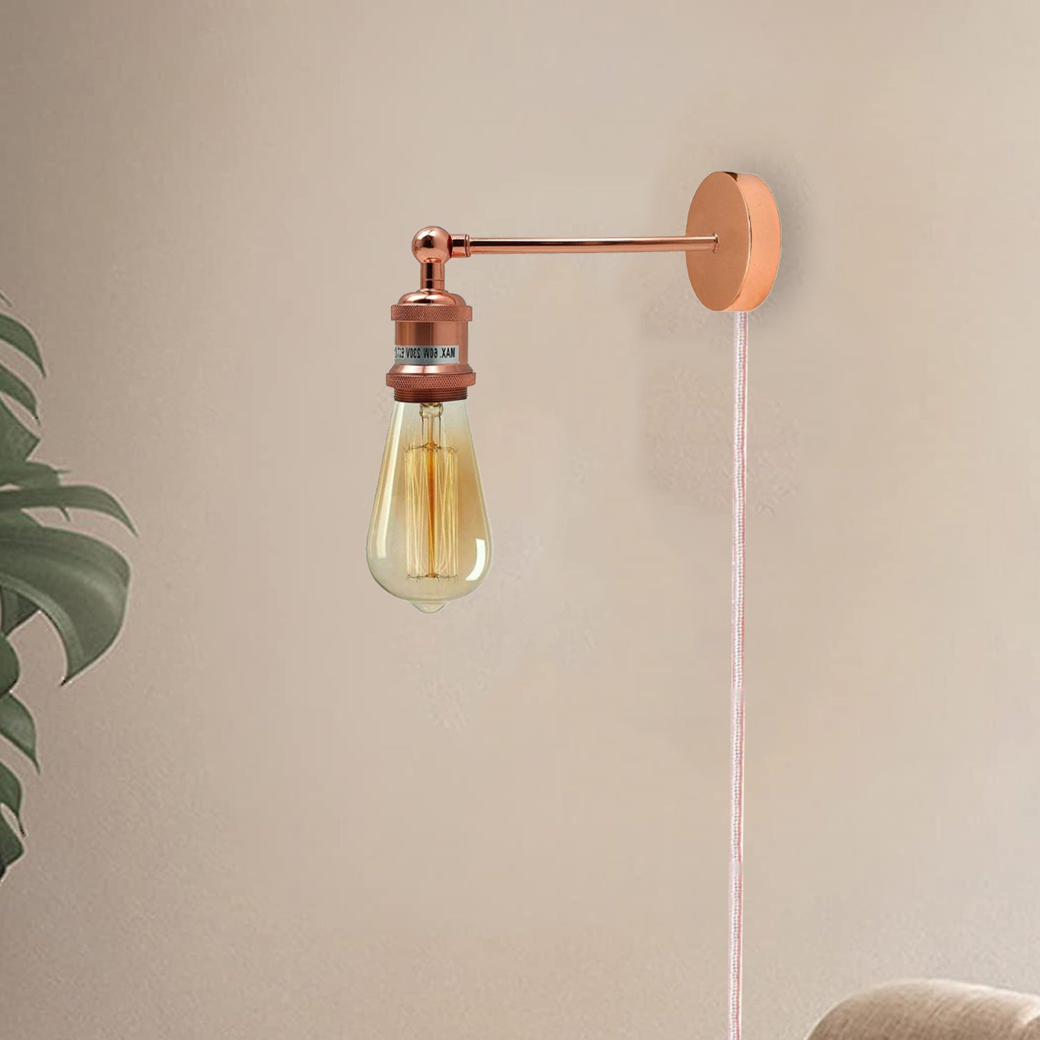 Wall Plug-in lights Vintage Wall Sconce Lamp Rose Gold ~1453