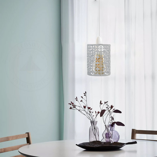 Easy Fit Pendant Light Pattern Cage Metal Drum Lampshade~2509