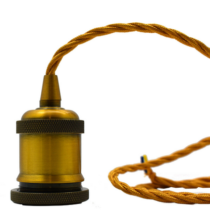 Pendant Light Fitting Ceiling Rose E27 Suspension Yellow Brass~2382