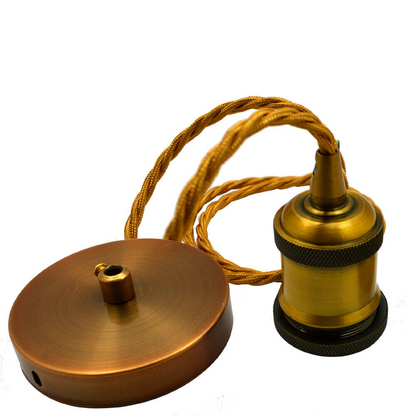 Pendant Light Fitting Ceiling Rose E27 Suspension Yellow Brass~2382