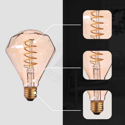LED Light Bulb Dimond E27 4W Filament Glass Warm White~1043