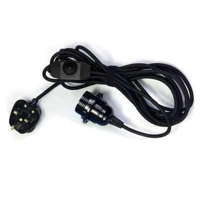 4m Fabric Cable UK Plug-in E27 Dimmer Switch Pendant Light Holder ~ 3747