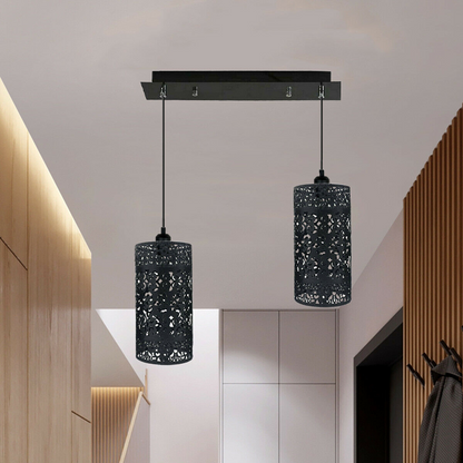 Black Double Head Cage Pendant Light 40cm ~1591