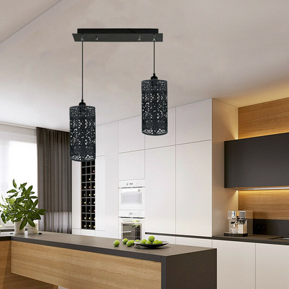 Black Double Head Cage Pendant Light 40cm ~1591