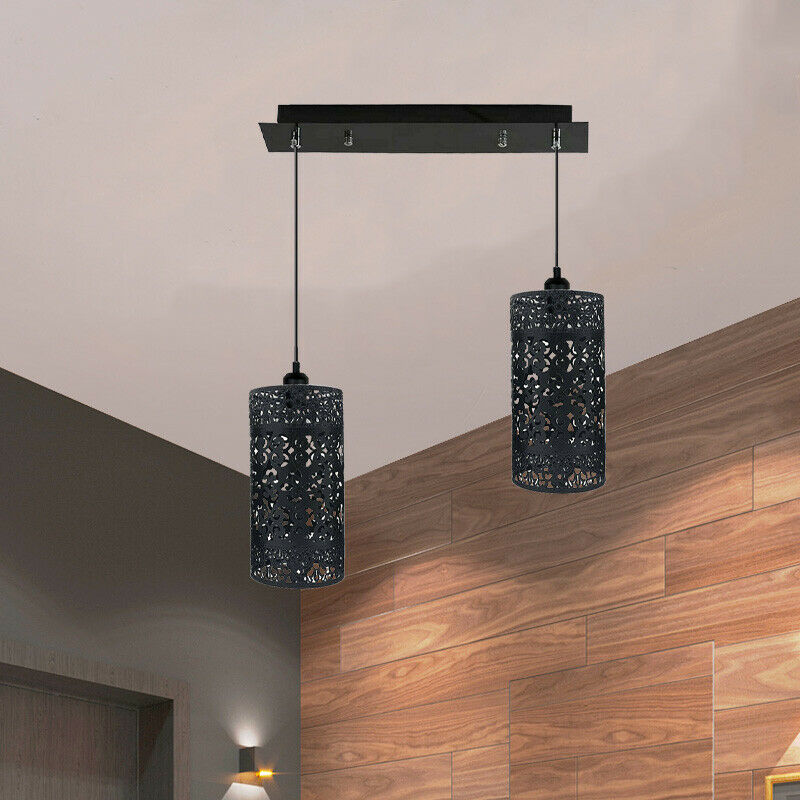 Black Double Head Cage Pendant Light 40cm ~1591