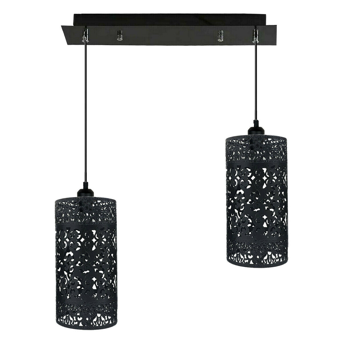Black Double Head Cage Pendant Light 40cm ~1591