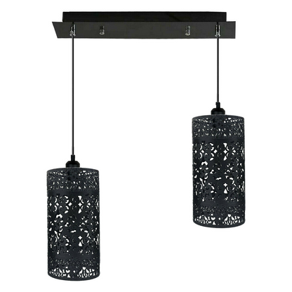 Black Double Head Cage Pendant Light 40cm ~1591