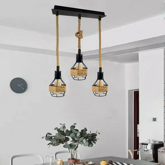 Vintage 3 Head Rope Pendant Light Fitting~2230