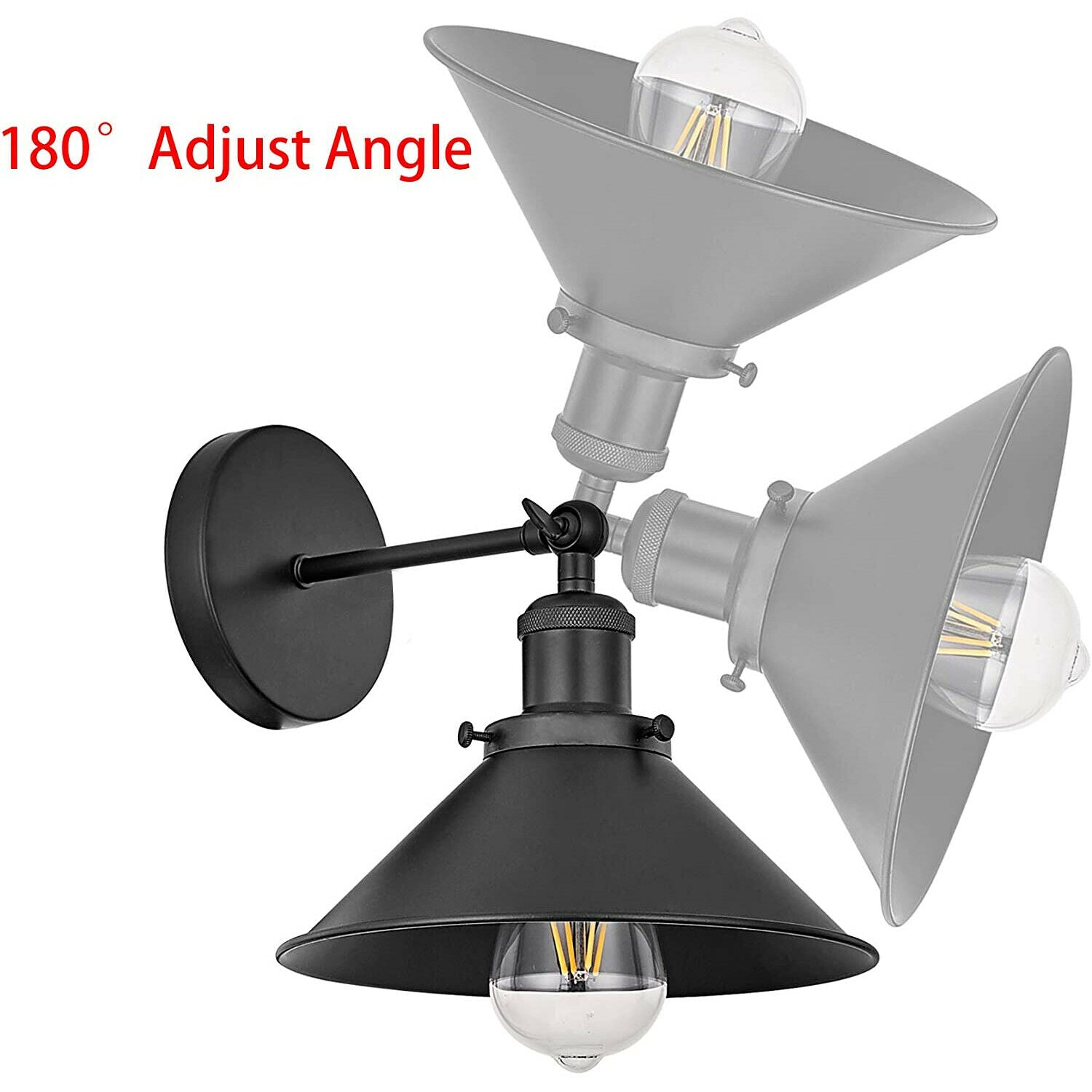 Wall Sconce Black Cone Shape Shade ~1502