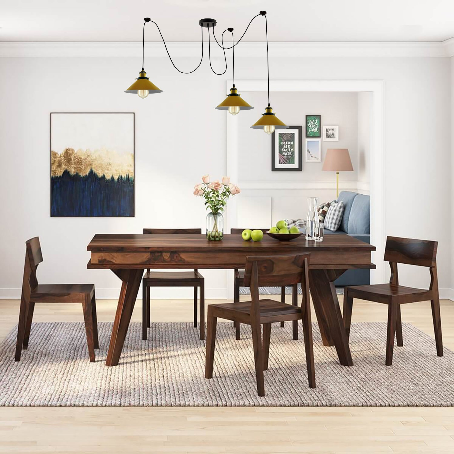 Modern large spider Braided Pendant lamp 3heads Clusters of Hanging Yellow Cone Shades Ceiling Lamp Lighting~3433