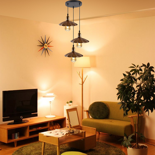 3 Head Industrial Brushed Copper Wavy Metal Ceiling Pendant Light~1483