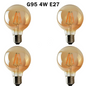 Industrial Light Bulb G95 Edison E27 4W Filament Warm White 2700K~2272