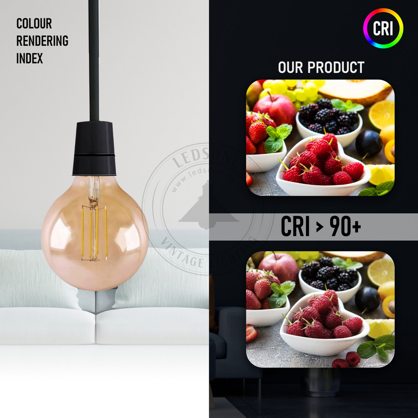 Industrial Light Bulb G95 Edison E27 4W Filament Warm White 2700K~2272