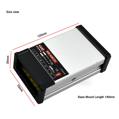 LED DC 12V 60W Rainproof Power Supply Outdoor Transformer~2109
