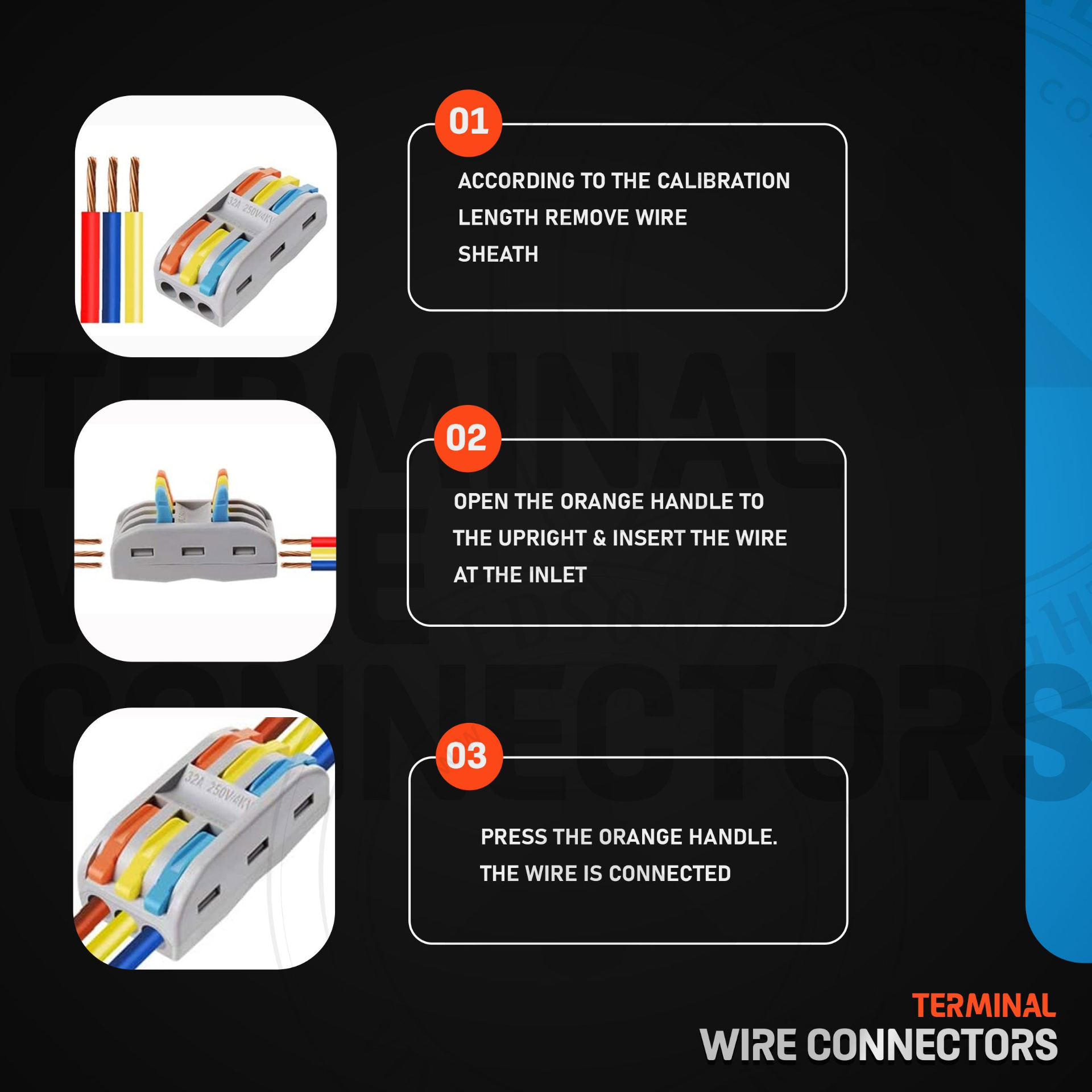 3 Way Electrical Connectors Wire Block Clamp Clips Fast Cable Reusable Lever~2038