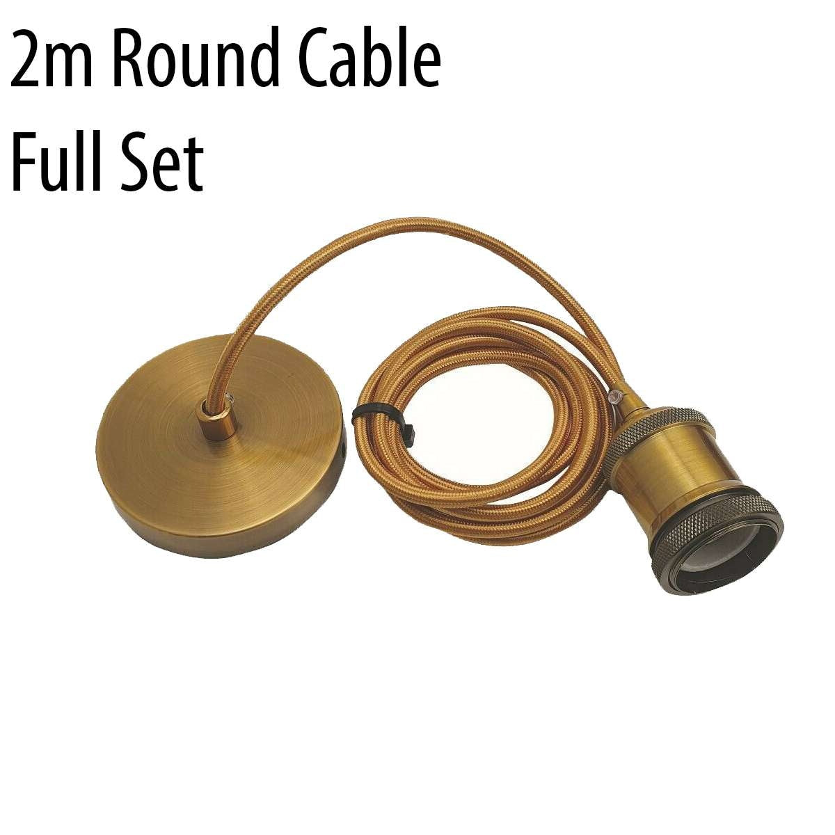 2m Round Cable E27 Base Yellow Brass Pendant Holder~1723
