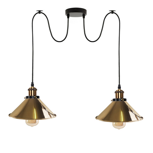 French Gold 2 Way Retro Industrial E27 Hanging Lamp Light~3506