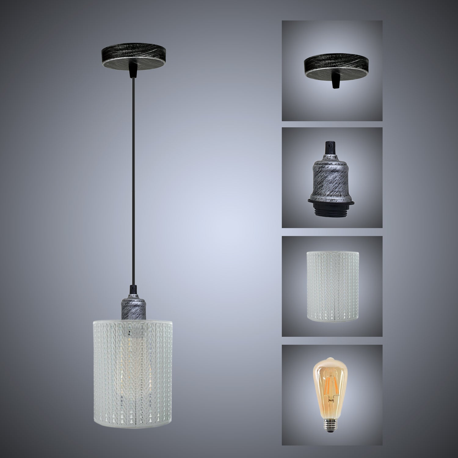 Vintage Industrial Metal Ceiling Pendant Pattern Shade Hanging Modern Retro Light~3440