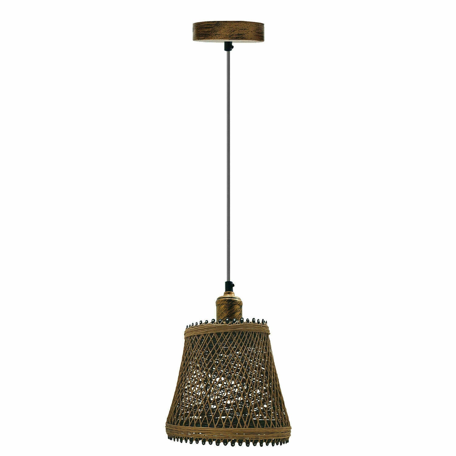 Natural Rattan Wicker Ceiling Pendant Light Lampshade Metal Pendant Lighting Kit - Basket Shape~1562