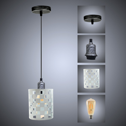 Vintage Industrial White Metal Ceiling Pendant Pattern Shade Hanging Modern Retro Lighting Shade~3439