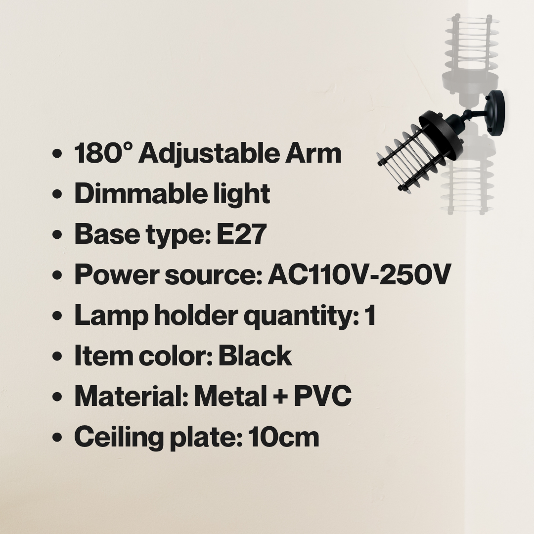 Modern Metal Cage Adjustable Wall Sconce Loft Lamp Shade~2339