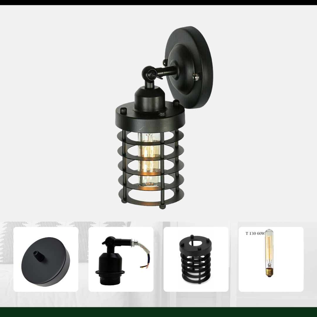 Modern Metal Cage Adjustable Wall Sconce Loft Lamp Shade~2339
