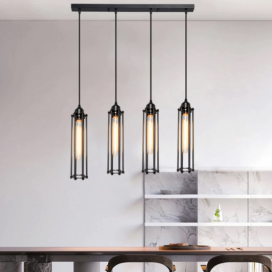 Black 4 Light Cage Ceiling Light ~1495