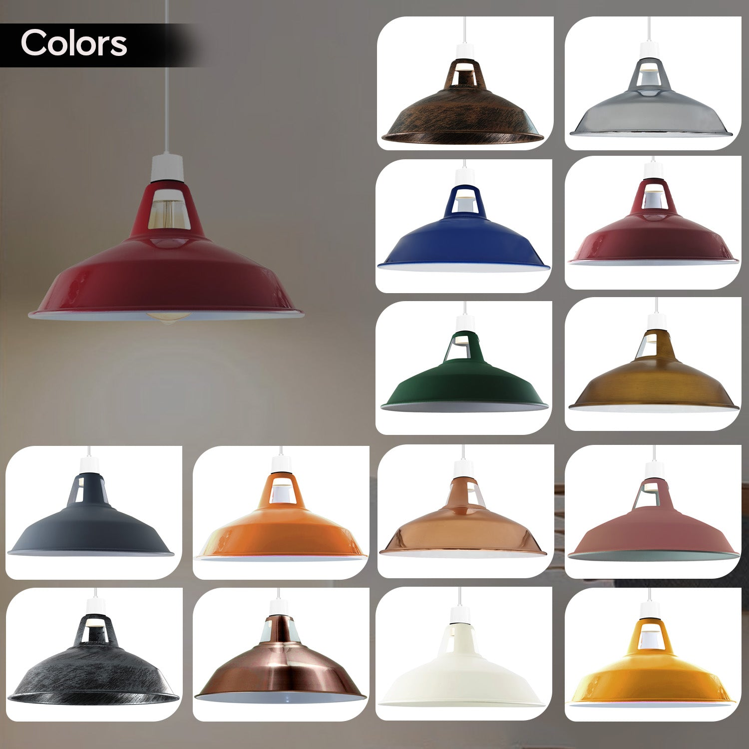 Industrial Style Barn Slotted Lamp Shade Metal Yellow Brass Ceiling Pendant Light Shade~1066