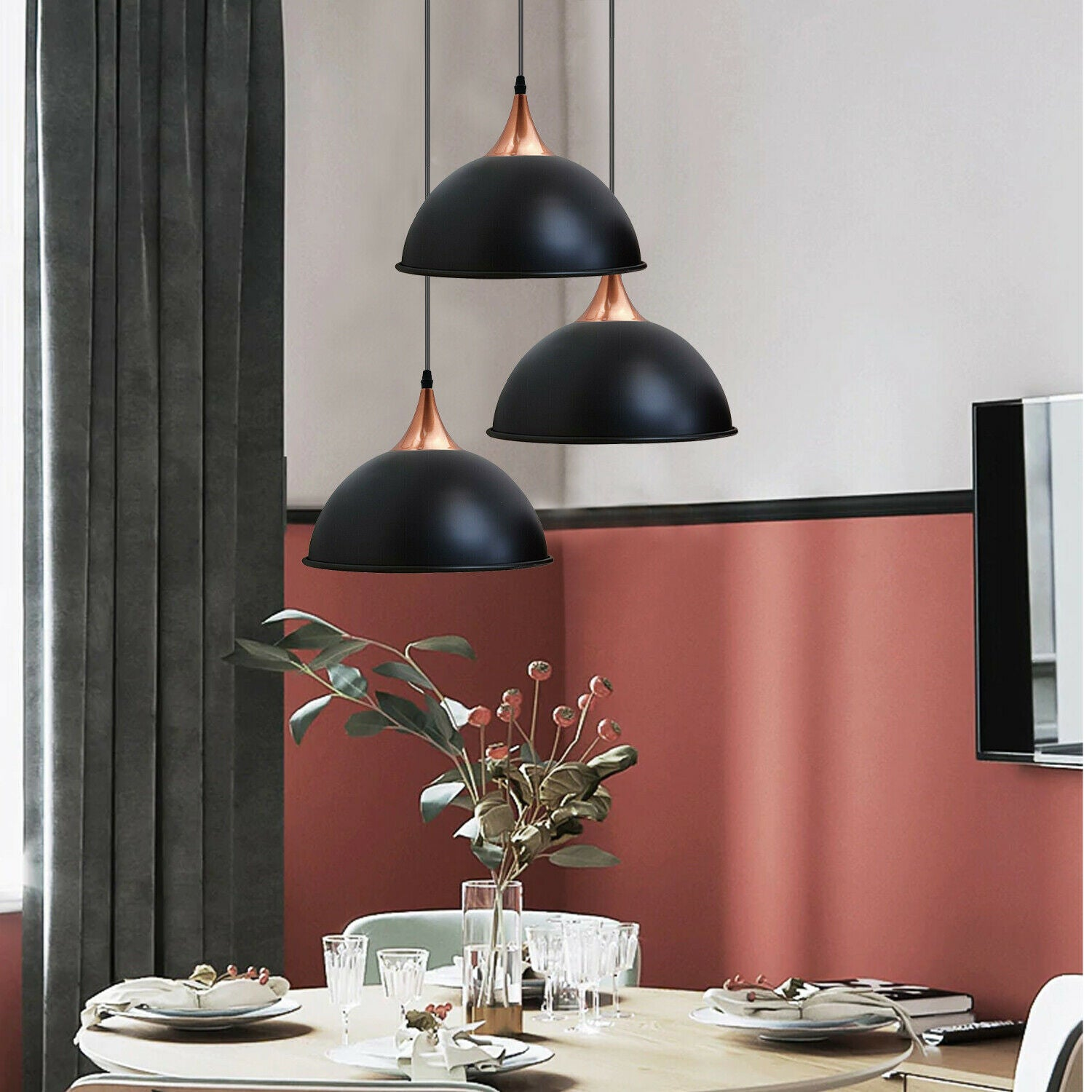 Vintage Metal Dome Pendant Lights Industrial Lighting Rustic Black~1632