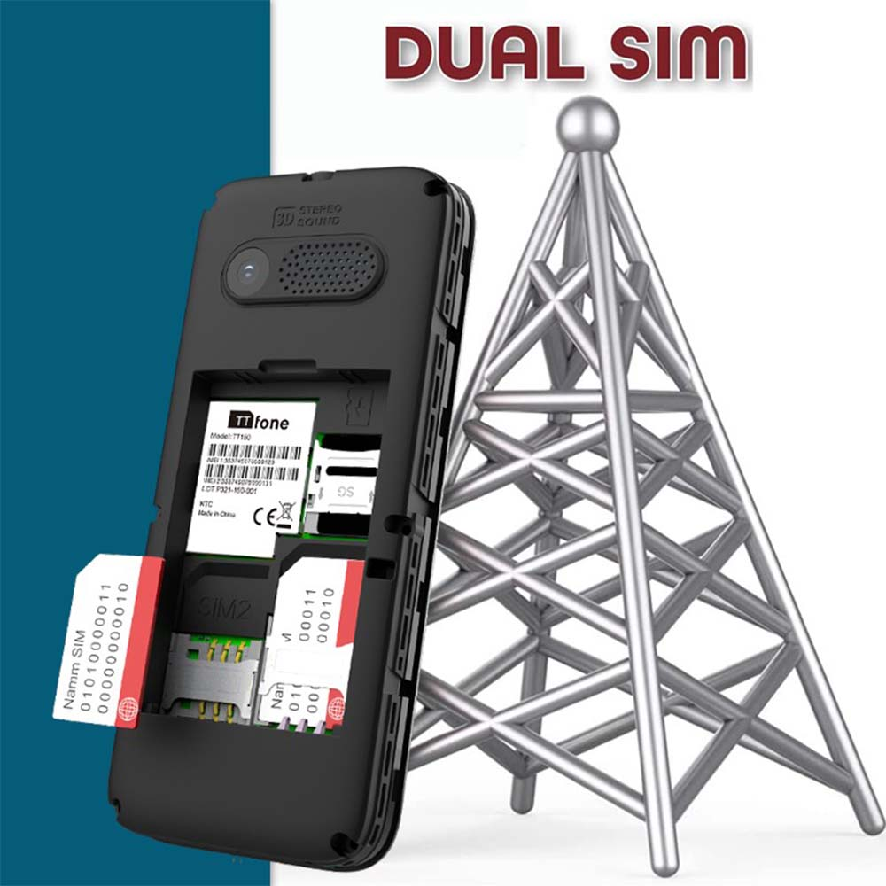 TTfone TT150 Black Dual SIM Mobile with USB Cable, EE Pay As You Go