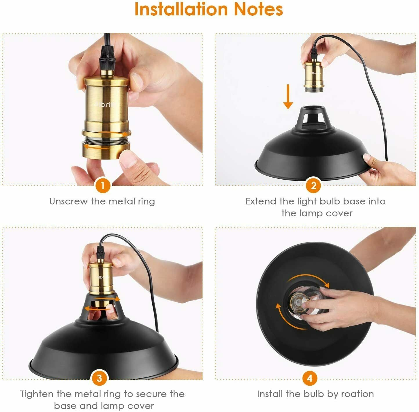 2-Pack Retro Metal Pendant Light Shades – Vintage Style for Home & Lounge~3580