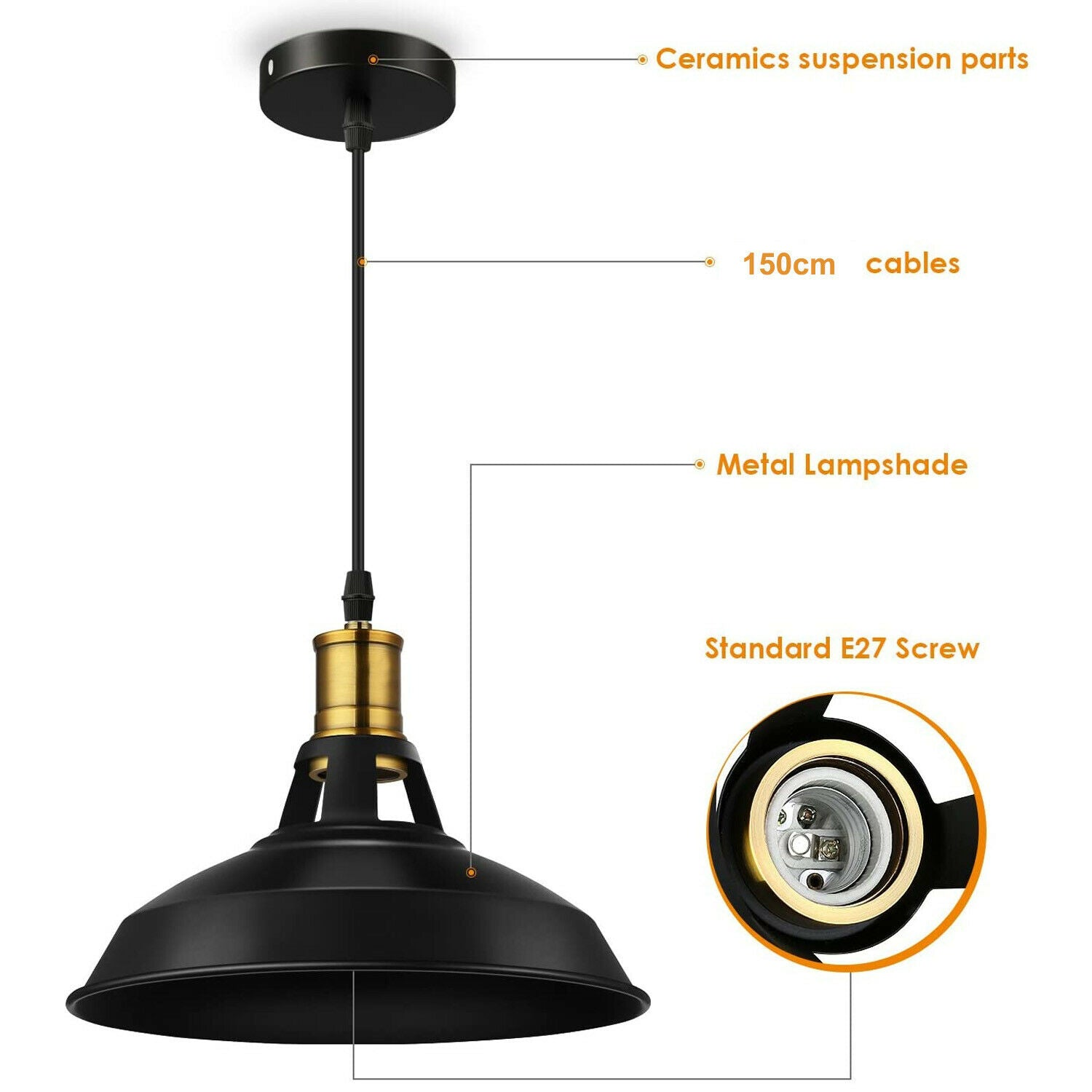 2-Pack Retro Metal Pendant Light Shades – Vintage Style for Home & Lounge~3580