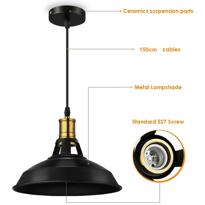 2-Pack Retro Metal Pendant Light Shades – Vintage Style for Home & Lounge~3580