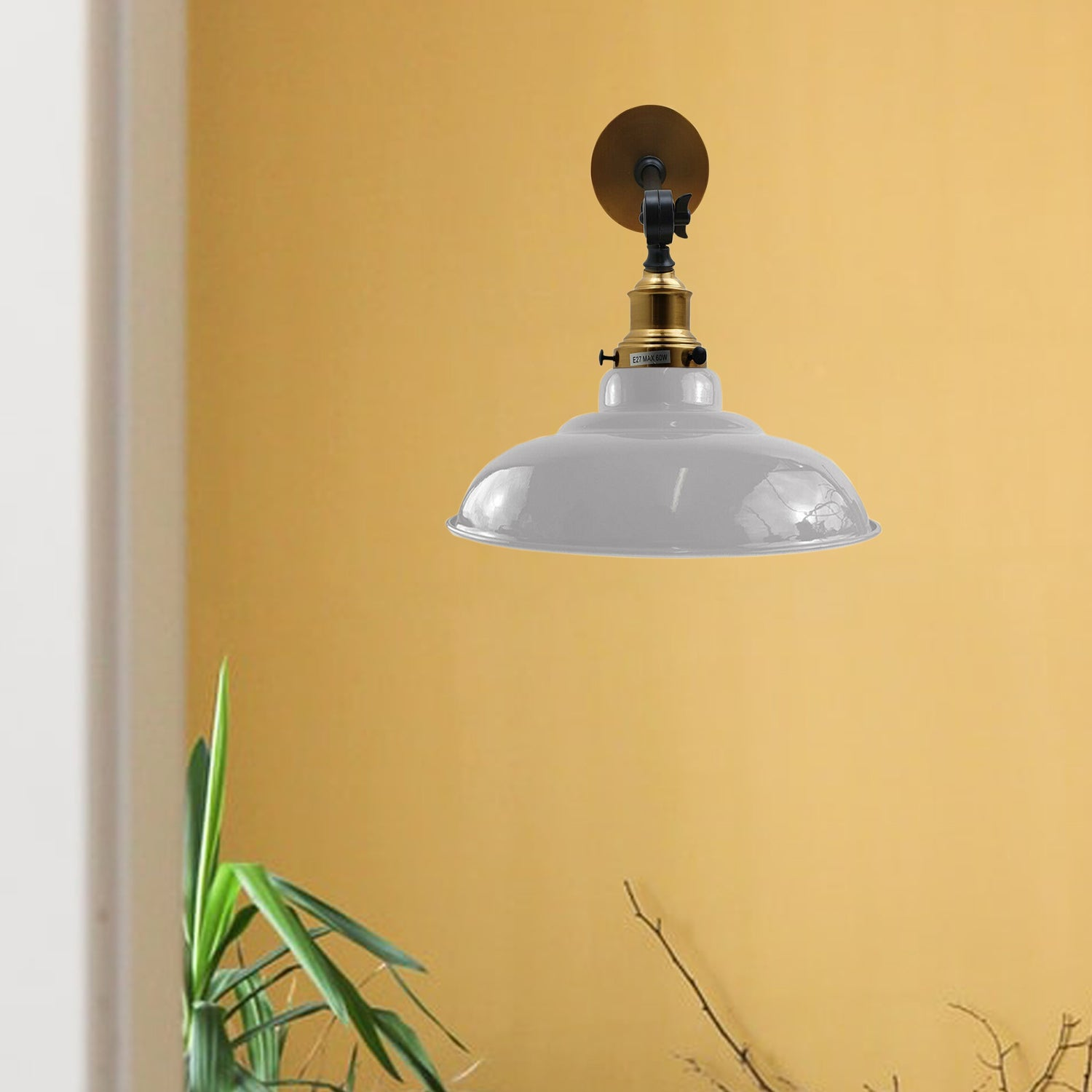White Shade With Adjustable Curvy Swing Arm Wall Light Fixture Loft Style Industrial Wall Sconce~3463