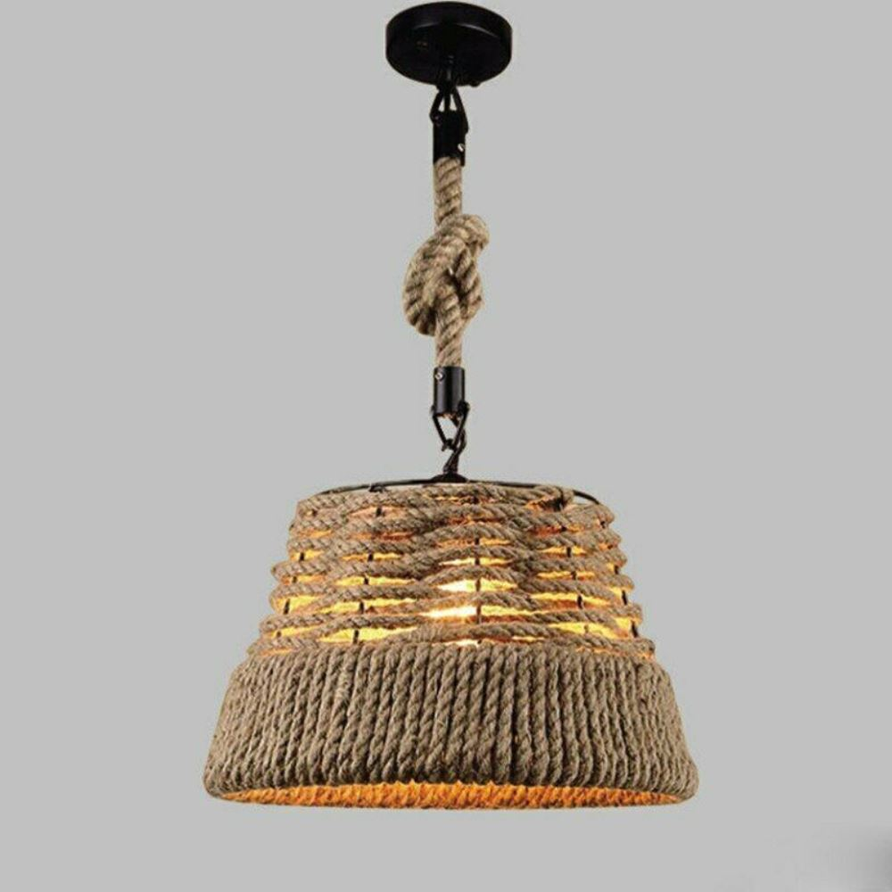 Hemp Rope Iron Industrial Light Loft Pendant Ceiling Retro Lamp Chandelier~2714