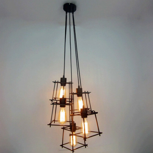 Vintage Industrial Retro Ceiling Light Cage Loft Chandelier Pendant Light Lamp~2143